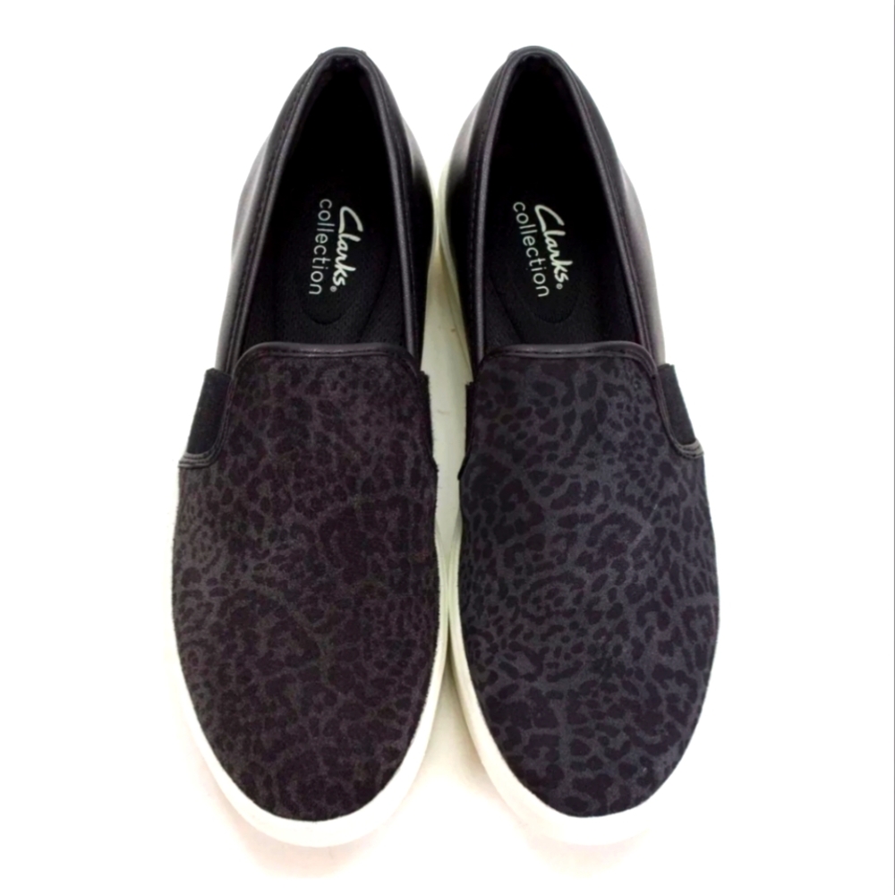 Clarks Black Leopard Print Athletic Shoes